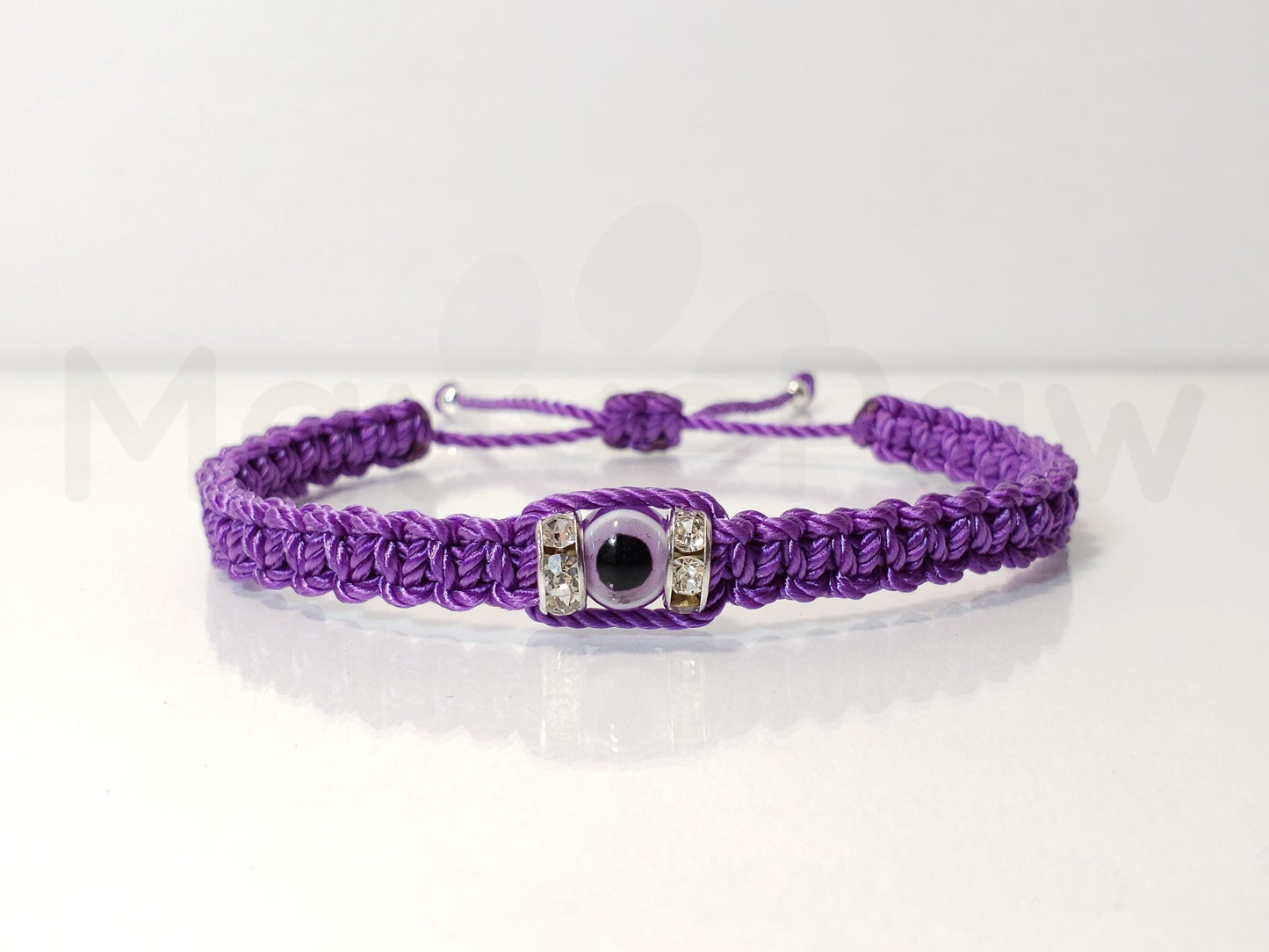 evil eye bracelet, purple string, evil eye wristband, braided evil eye protection bracelet, good luck adjustable wristband.