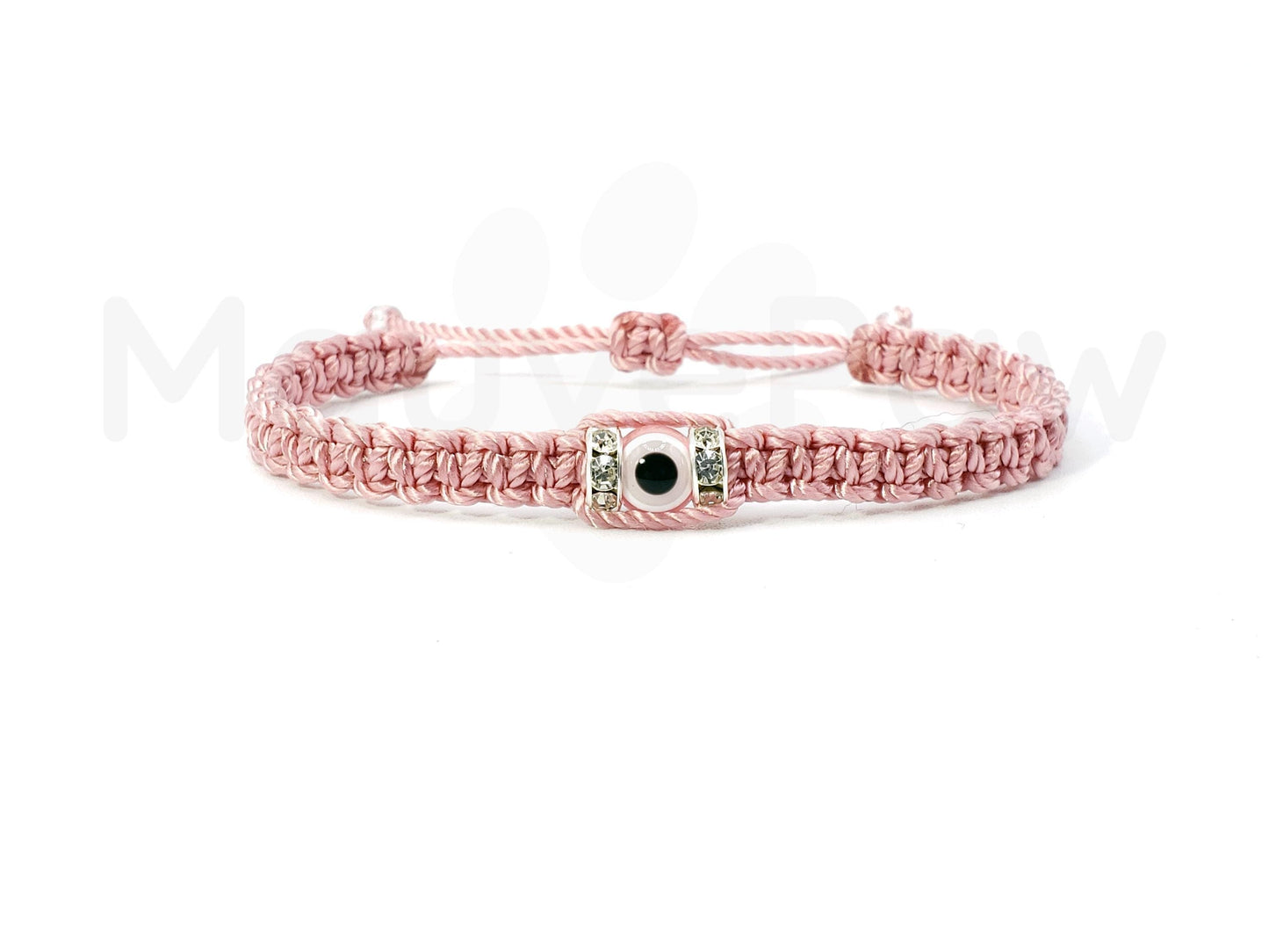 Beautiful evil eye bracelet, pink string evil eye wristband braided evil eye protection bracelet, good luck charm wristband, adjustable