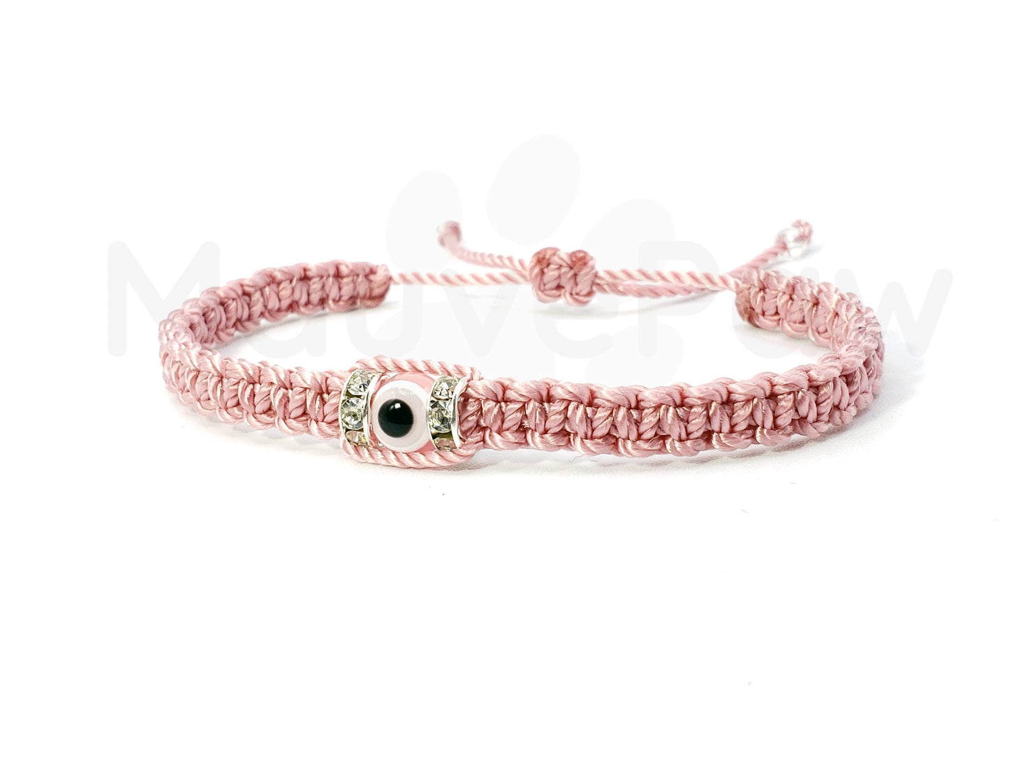 Beautiful evil eye bracelet, pink string evil eye wristband braided evil eye protection bracelet, good luck charm wristband, adjustable