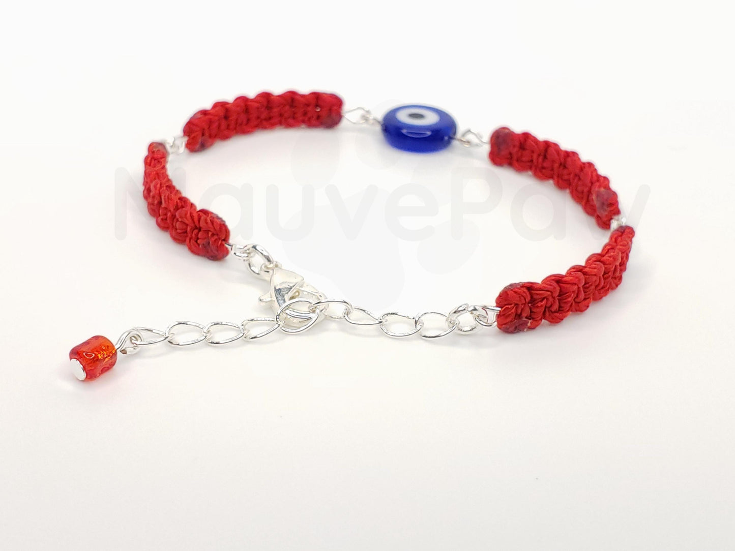 red string bracelet evil eye charm, braided red string wristband, evil eye protection braided bracelet adjustable