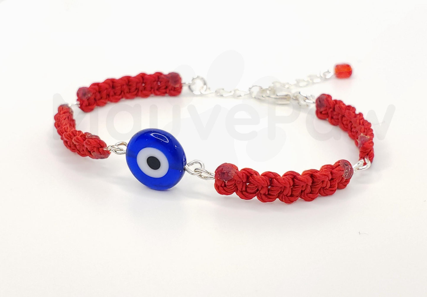 red string bracelet evil eye charm, braided red string wristband, evil eye protection braided bracelet adjustable