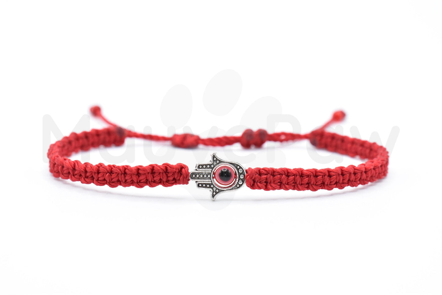 ANKLET- Hamsa Hand with an evil eye for protection & good luck, braided red string ANKLET with a silver color hamsa hand for man/woman