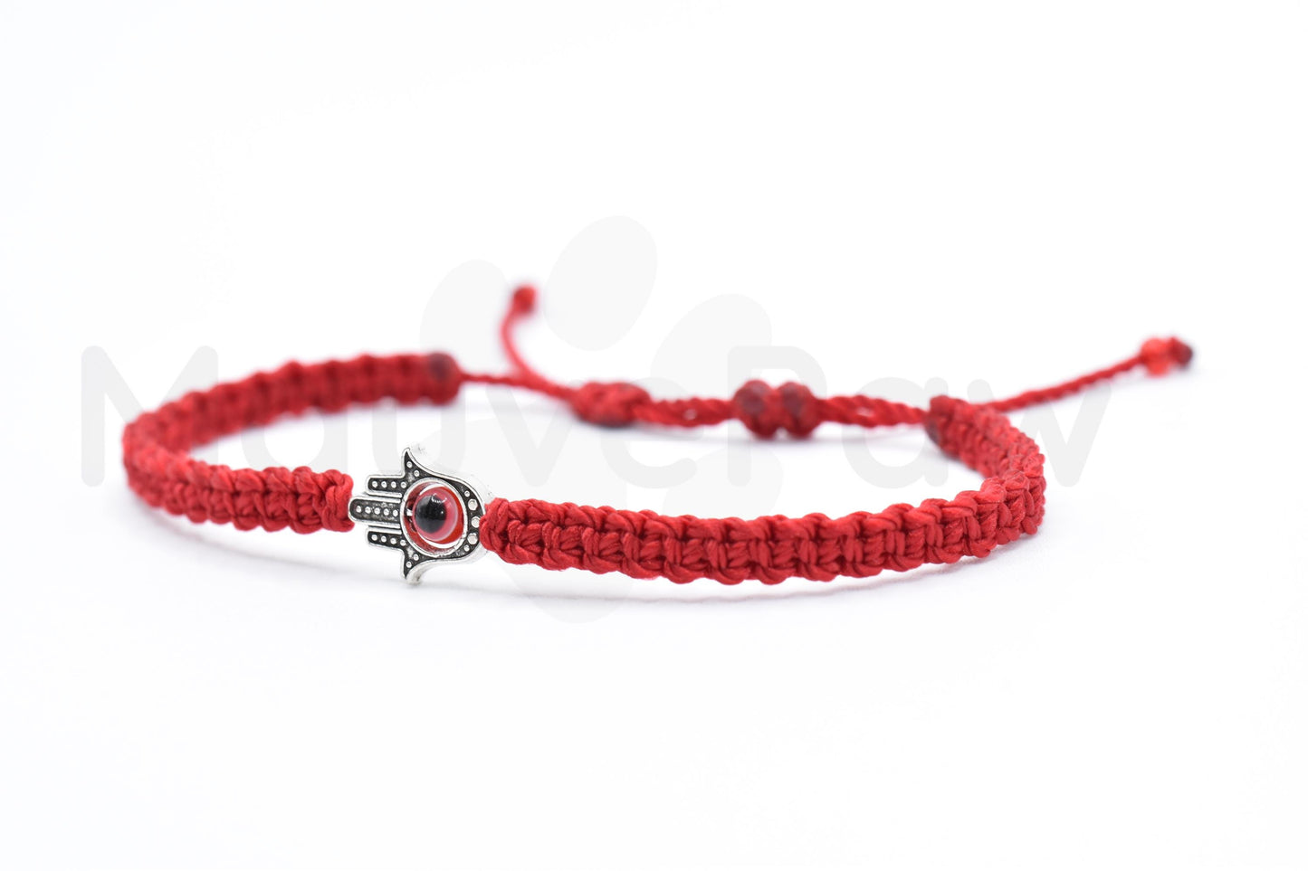 ANKLET- Hamsa Hand with an evil eye for protection & good luck, braided red string ANKLET with a silver color hamsa hand for man/woman