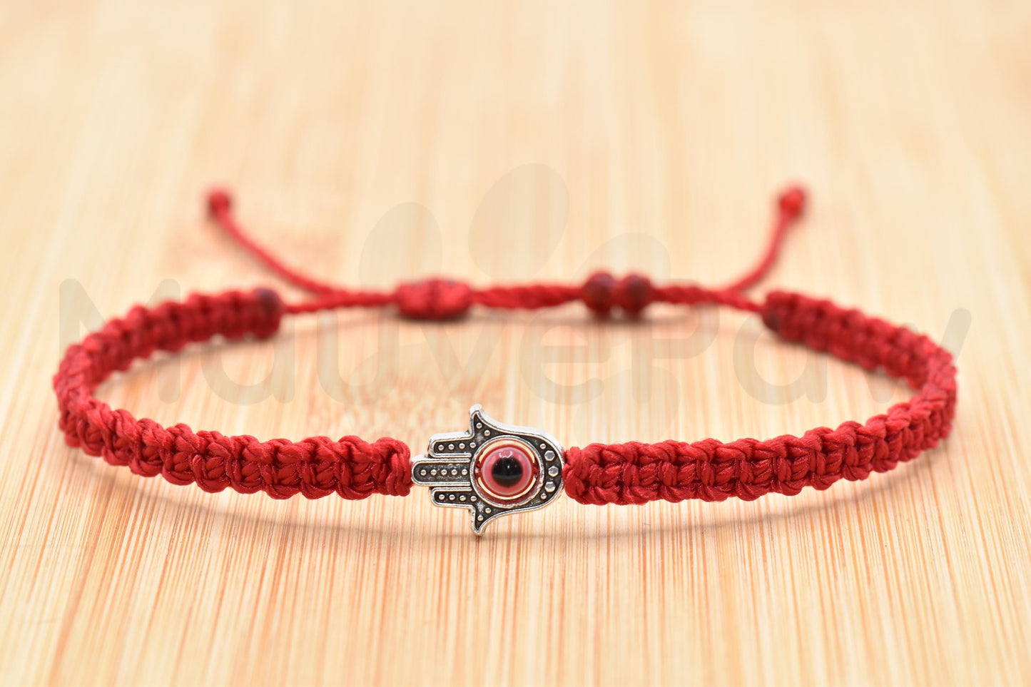 ANKLET- Hamsa Hand with an evil eye for protection & good luck, braided red string ANKLET with a silver color hamsa hand for man/woman