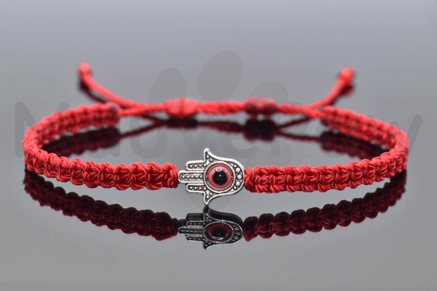 ANKLET- Hamsa Hand with an evil eye for protection & good luck, braided red string ANKLET with a silver color hamsa hand for man/woman