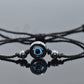 Hematite black string good luck bracelet, evil eye charm, single black string wristband, evil eye protection bracelet, adjustable