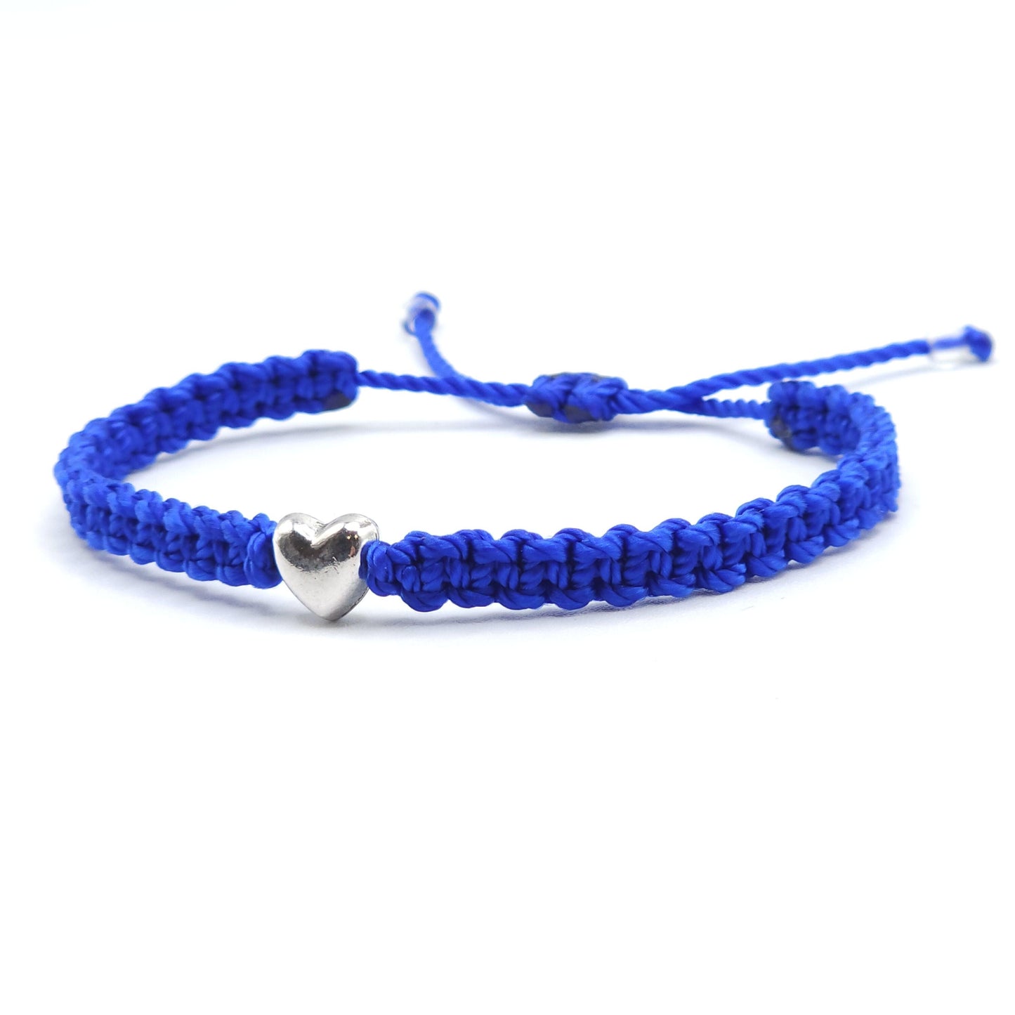 Blue bracelet, blue heart bracelet, blue string wristband, heart bracelet, blue beaded bracelet, heart charm blue bracelet, kamala bracelet