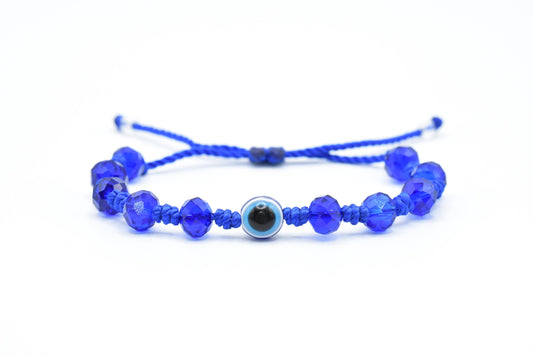 Blue beaded bracelet, evil eye protection amulet, red string wristband,   evil eye bracelet adjustable for man & woman