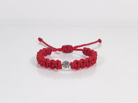 baby evil eye bracelet, red -mse