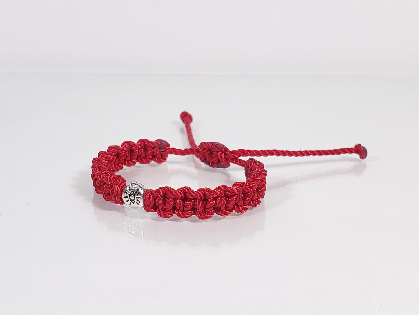 baby evil eye bracelet, red -mse