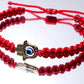 hamsa hand bracelet, red -gtbe