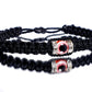 evil eye bracelet, black -charm - red