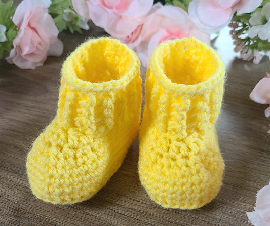 Yellow baby booties