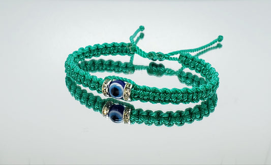 evil eye bracelet, aqua green -charm