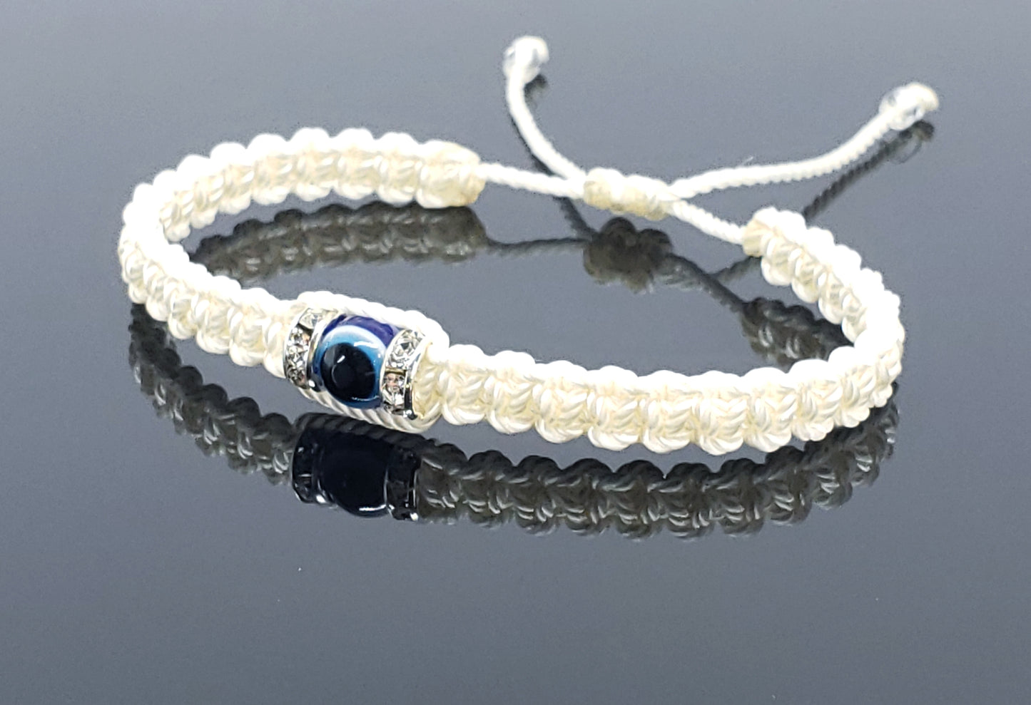 evil eye bracelet, Ivory -charm