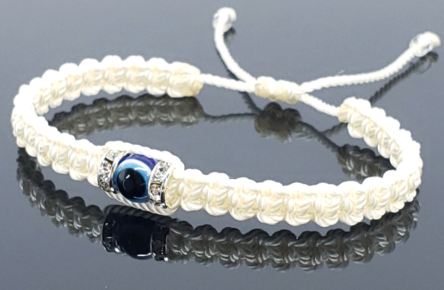 evil eye bracelet, Ivory -charm