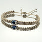 evil eye bracelet, beige -charm