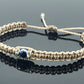 evil eye bracelet, beige -charm
