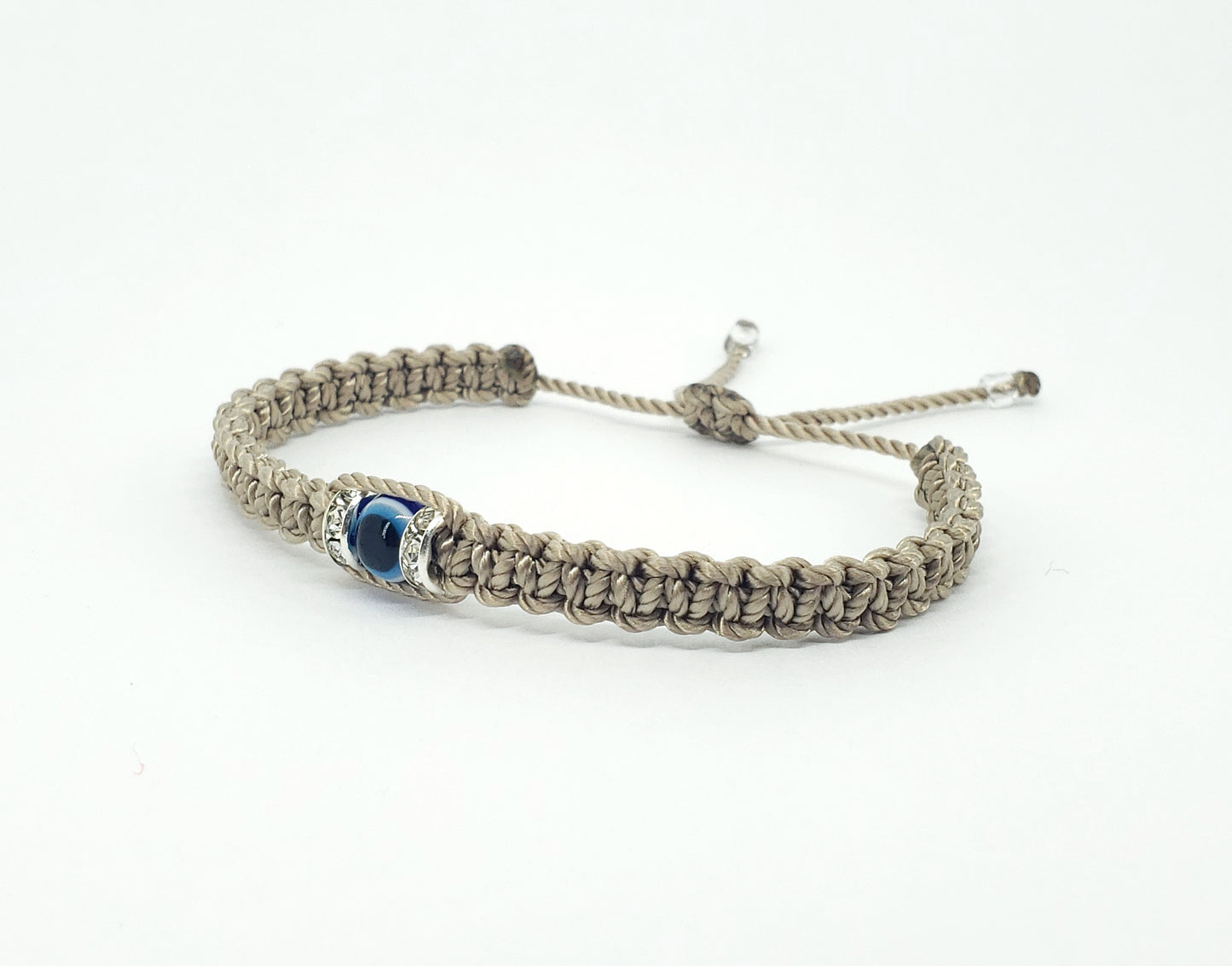 evil eye bracelet, beige -charm