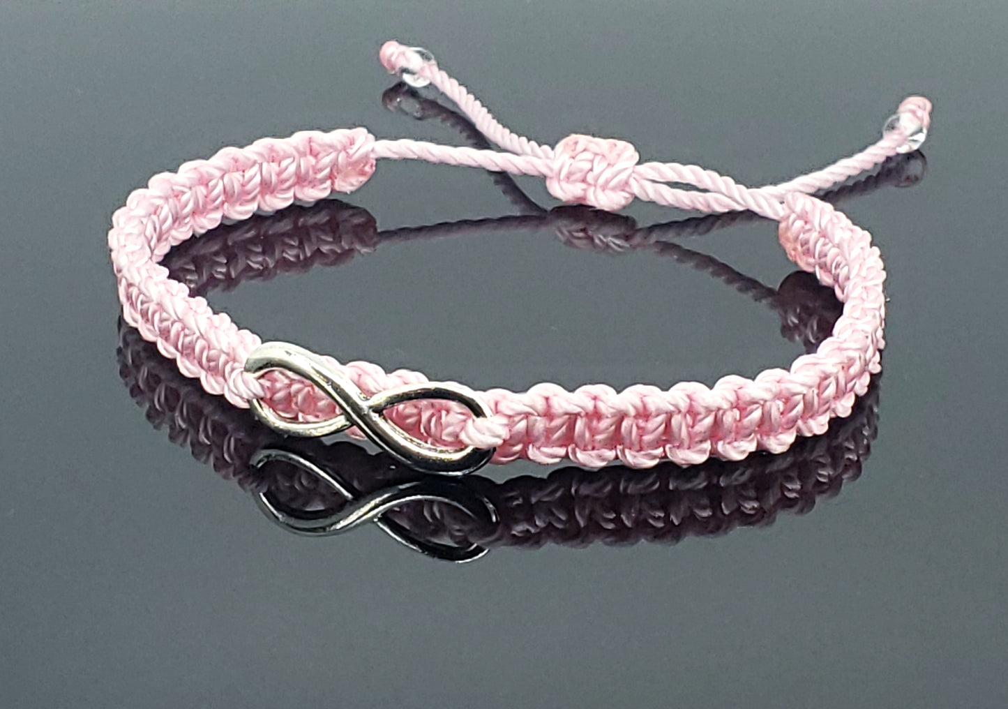 infinity bracelet, pink