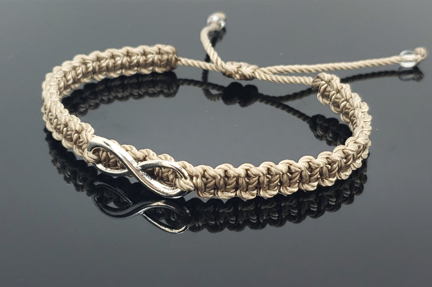 infinity bracelet, beige