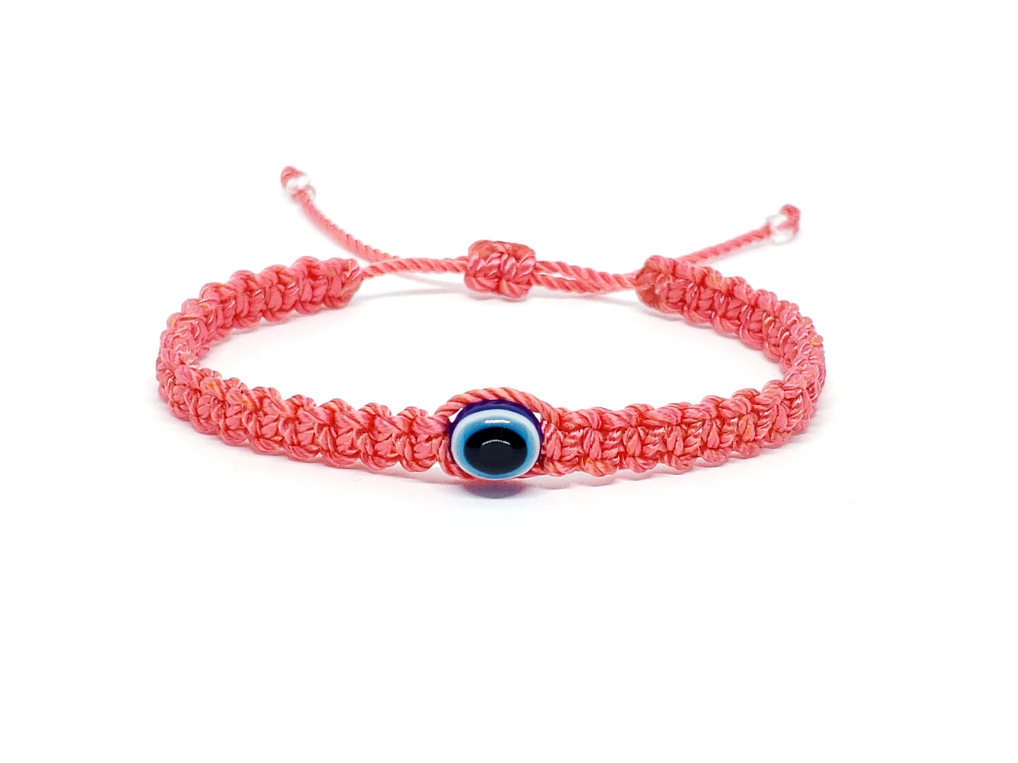 evil eye bracelet, coral -ncb