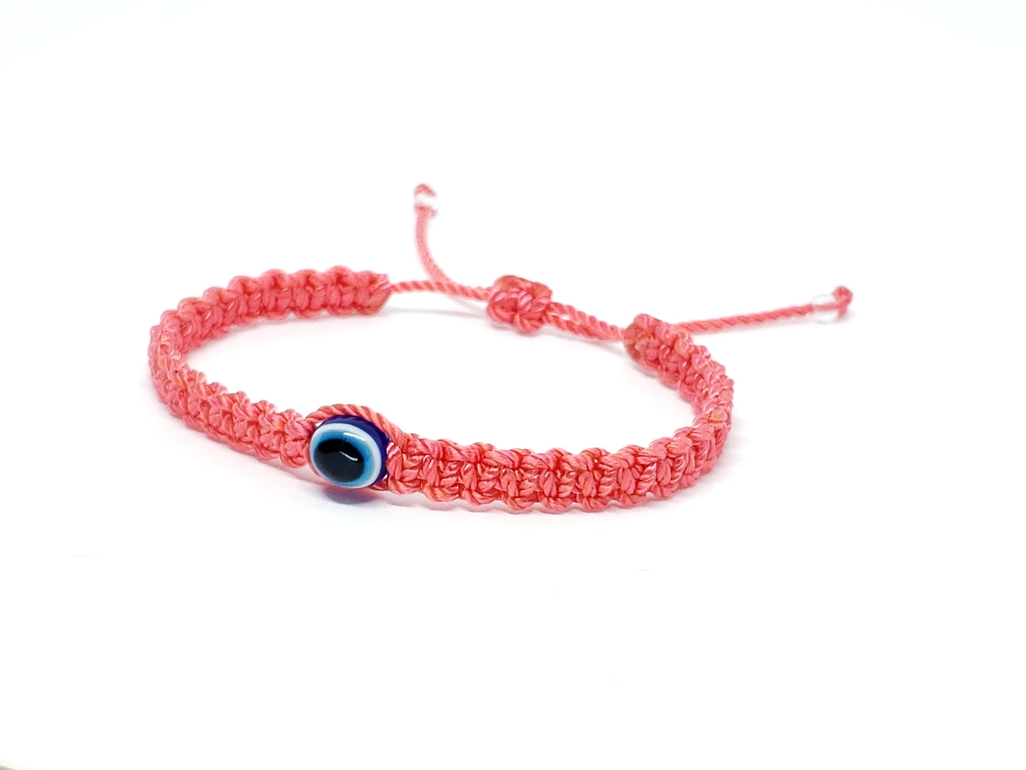 evil eye bracelet, coral -ncb