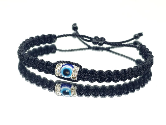 evil eye bracelet, black -charm