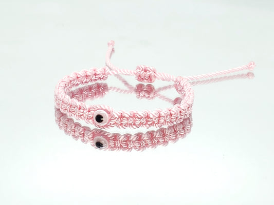 kids evil eye bracelet, pink -pe