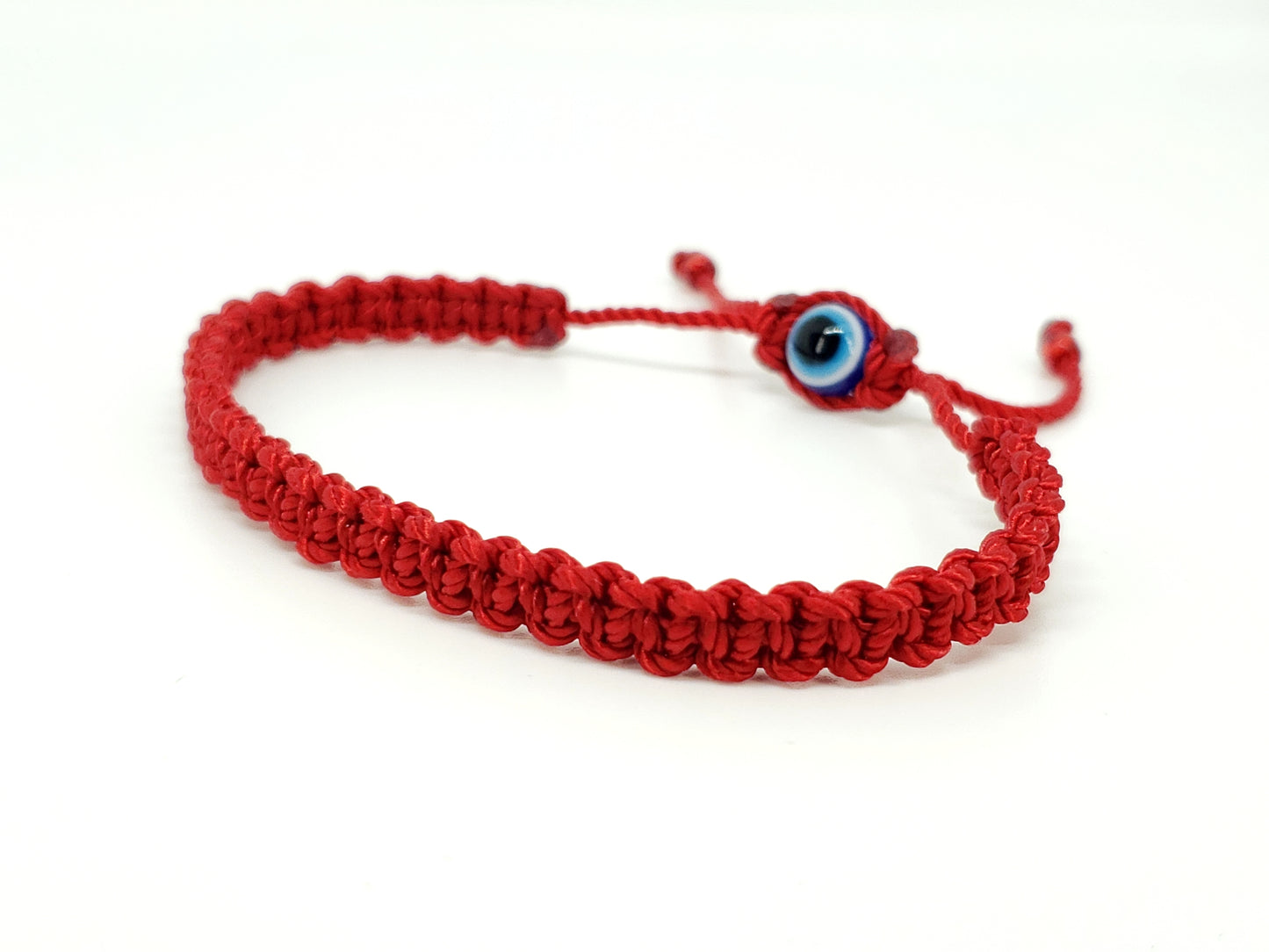 Red string evil eye bracelet zipper bead