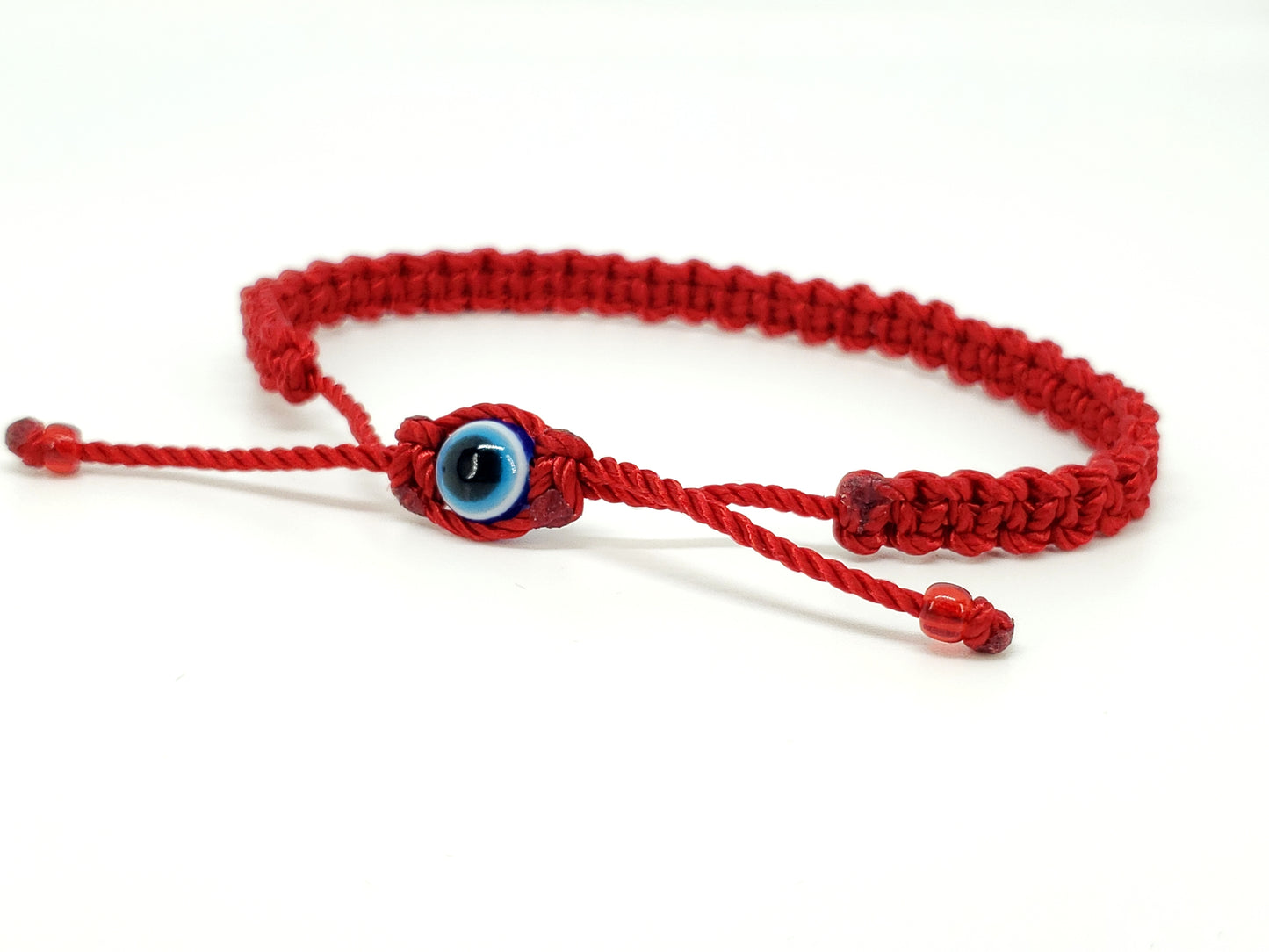 Red string evil eye bracelet zipper bead