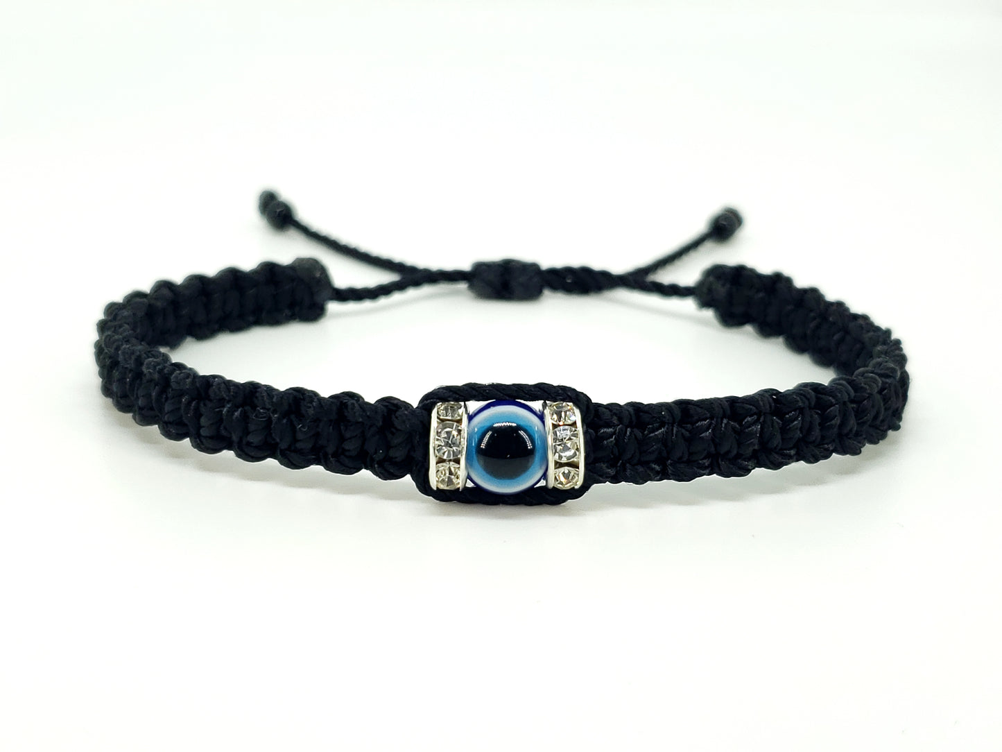 evil eye bracelet, black -charm