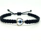 evil eye bracelet with metal heart, black -shc