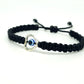 evil eye bracelet with metal heart, black -shc
