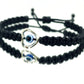 evil eye bracelet with metal heart, black -shc