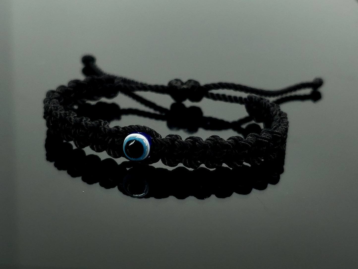 kids evil eye bracelet, black -be