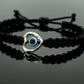 evil eye bracelet with metal heart, black -shc