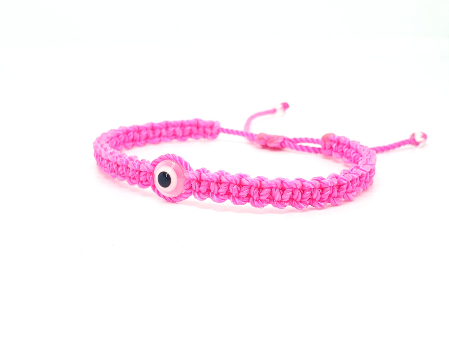 evil eye bracelet, neon pink -fec