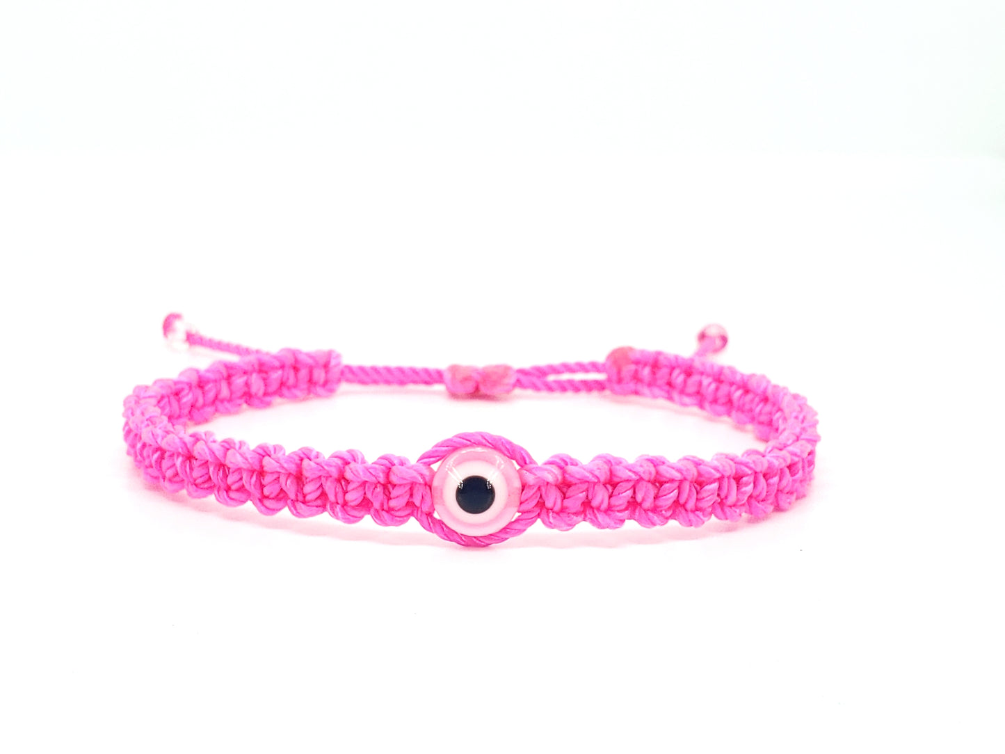 evil eye bracelet, neon pink -fec