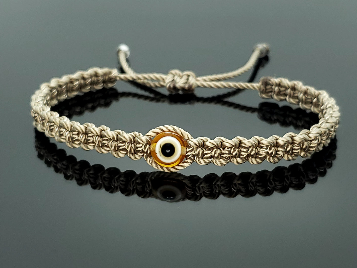 evil eye bracelet, beige -fec