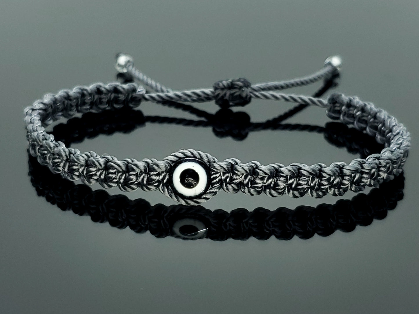 evil eye bracelet, grey -fec