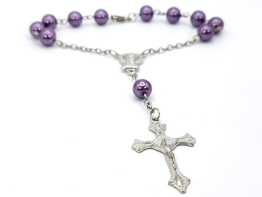 rosary bracelet, purple color beads