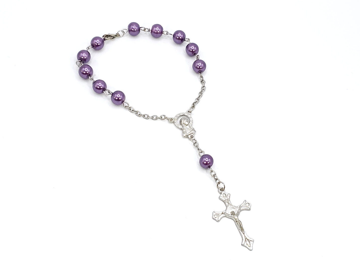 rosary bracelet, purple color beads