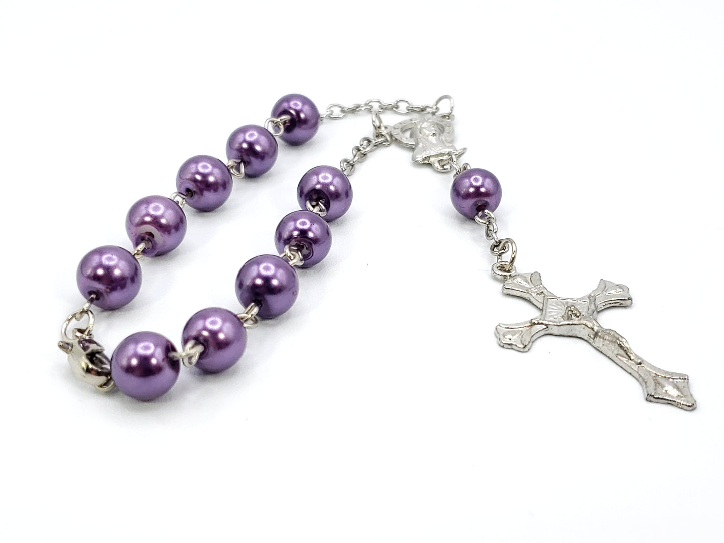 rosary bracelet, purple color beads