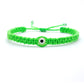 evil eye bracelet, neon green -fec