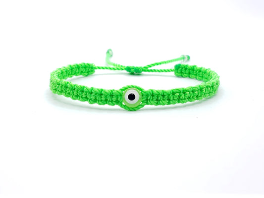 evil eye bracelet, neon green -fec