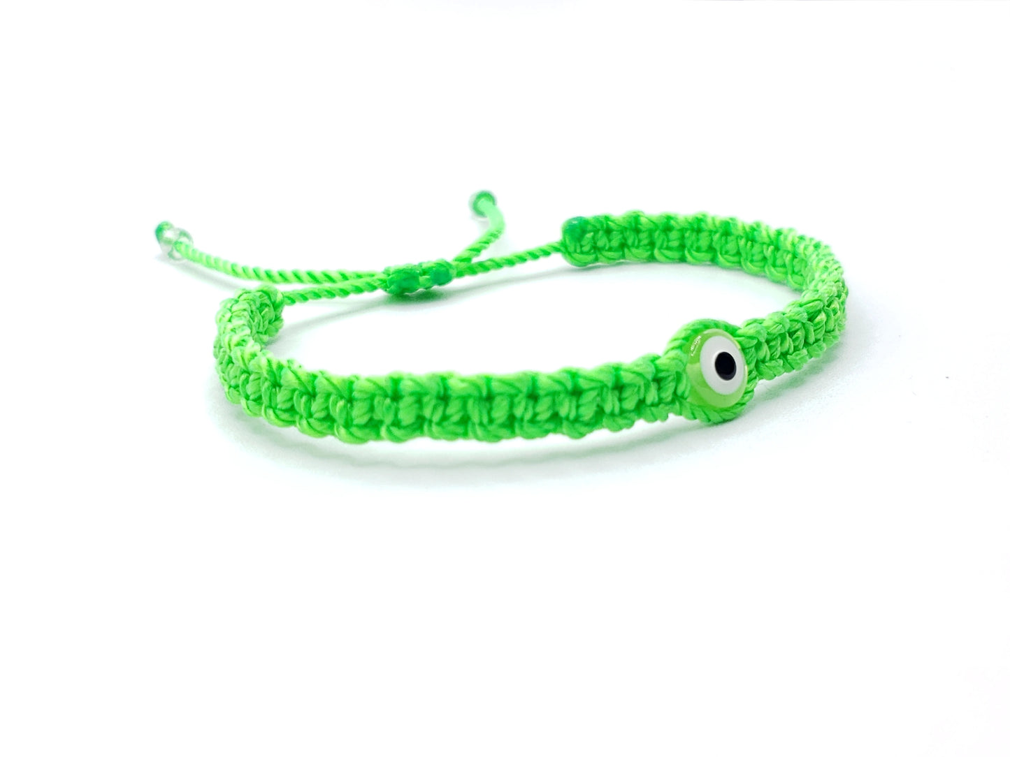 evil eye bracelet, neon green -fec