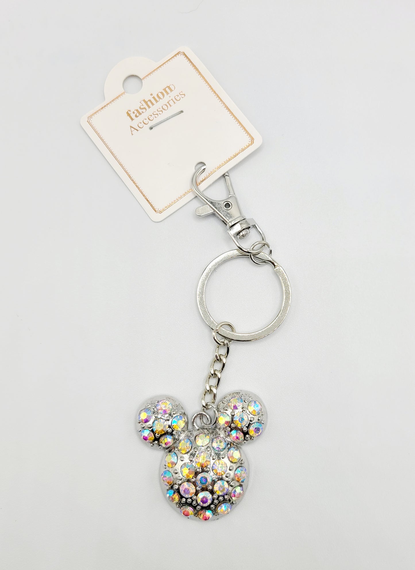 Silver Minnie Mouse keychain