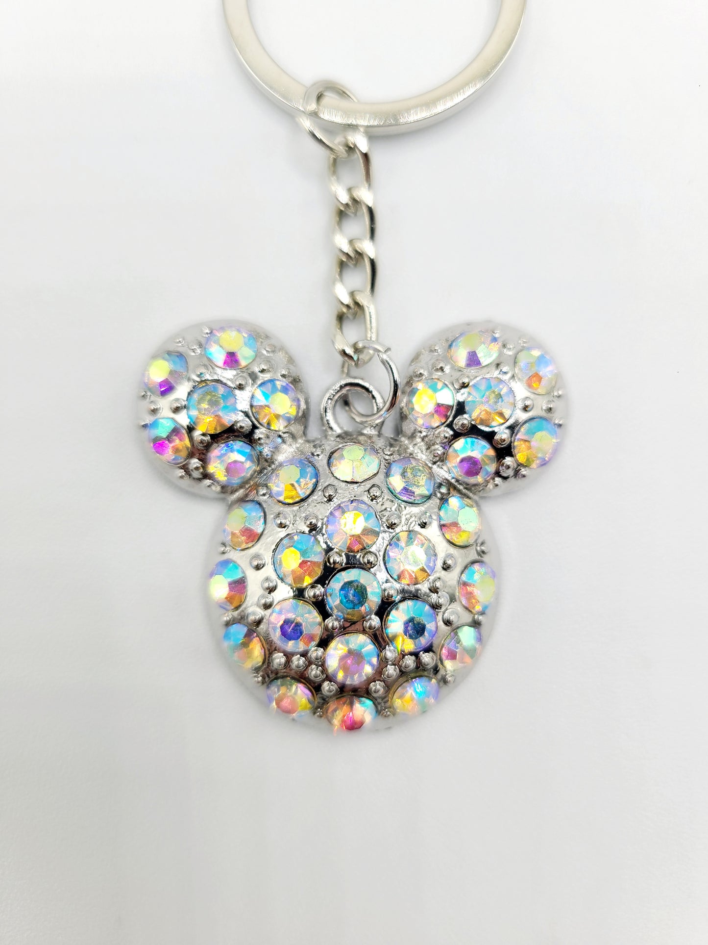 Silver Minnie Mouse keychain