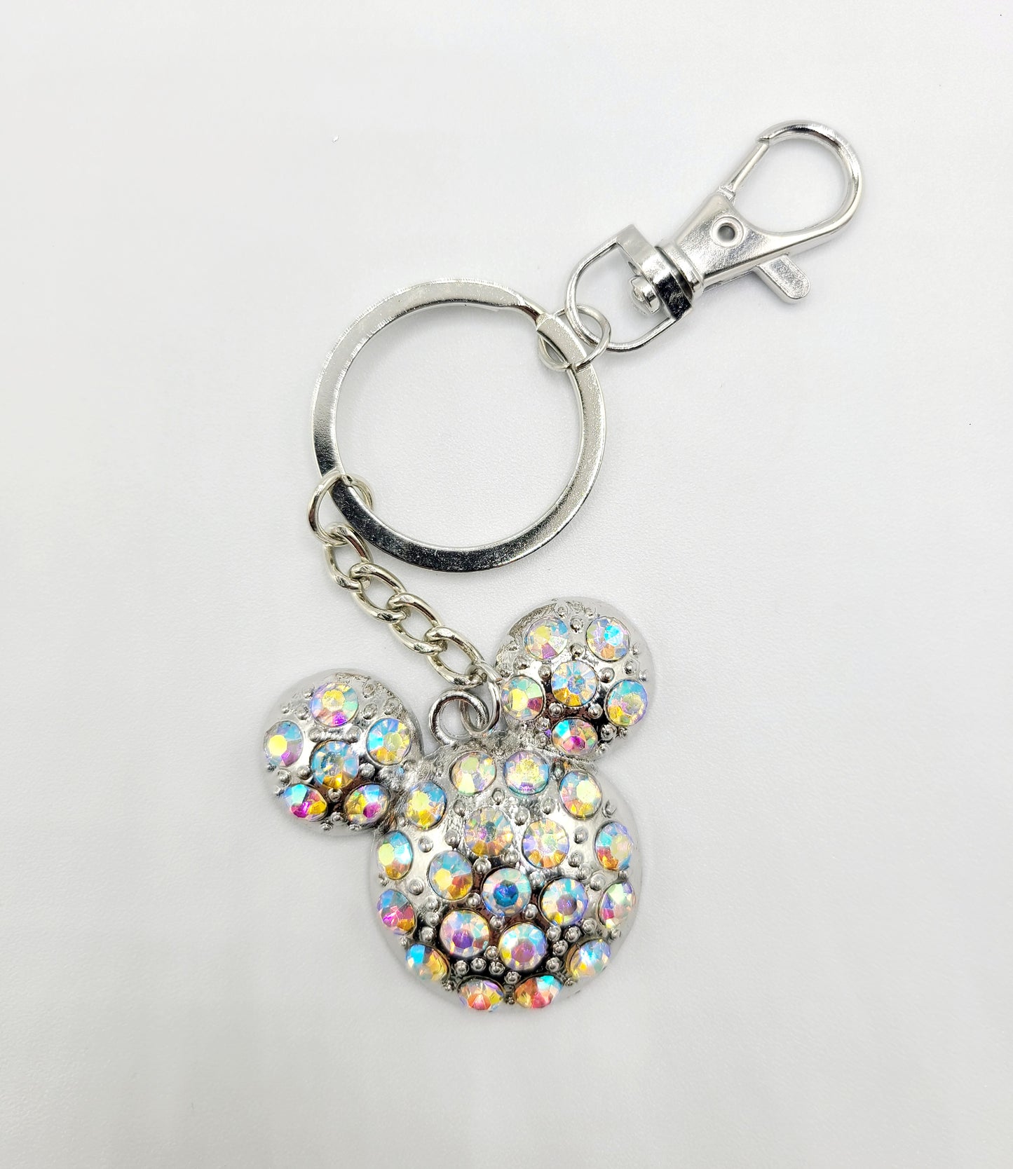 Silver Minnie Mouse keychain